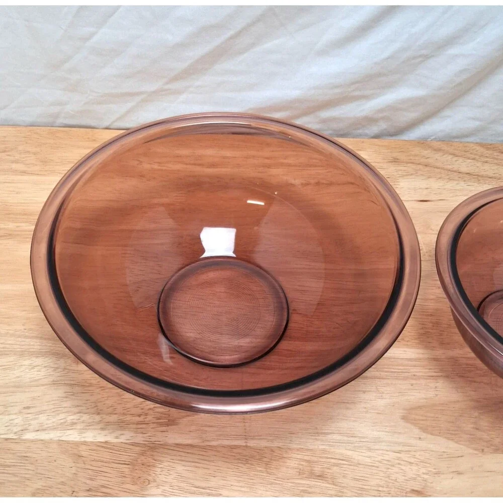 2 Vintage Pyrex Visions Cranberry Nesting Mixing Bowls #322 & #325 1L & 2.5L